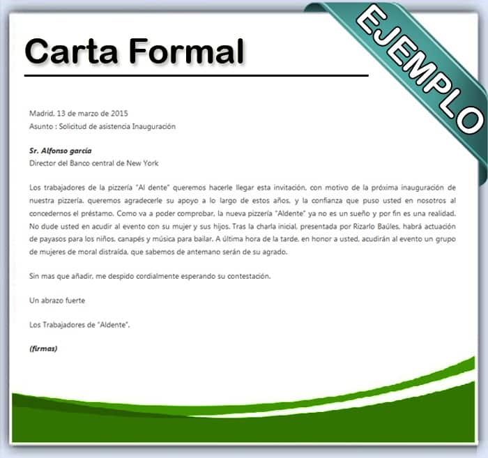 carta formal ejemplo
